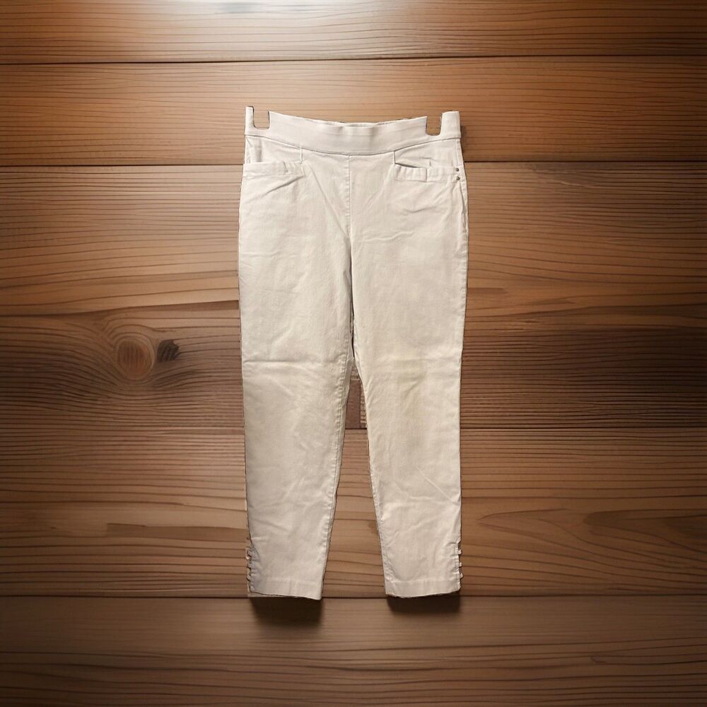 Women’s 89th + Madison White Flat Front Ankle Pants Cut Out Detail Pockets Sz M